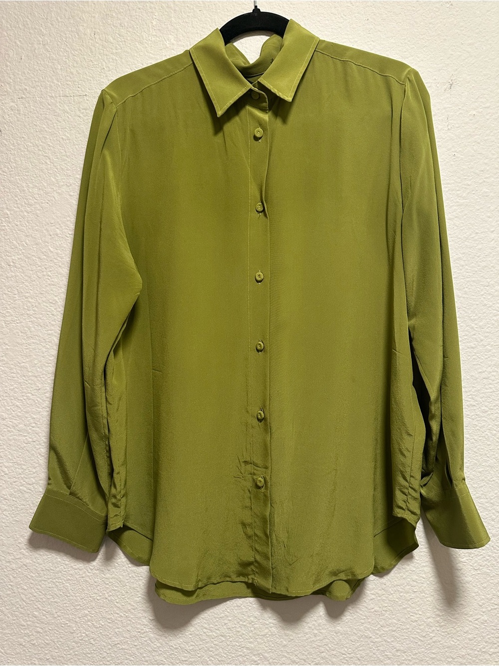 Piazza Sempione Made in Italy Olive Green Luxury Blouse $740 Retail